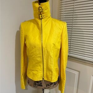 Dana Buchman gorgeous bright yellow Linen/silk blend jacket w/ front zipper sz 2